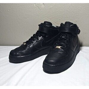 Nike Air Force 1 Kids High Top Black Leather Sneakers 6Y EU38.5 314195-004